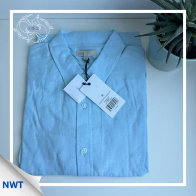 Onia - Camisa de lino manga S estándar - Cambray azul fresco (M) Foto 1 de 4