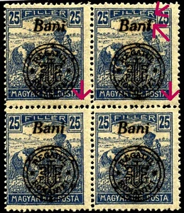 Romania Hungary 1919 Oradea HARVEST. 25 B ,Bl.4 PLATE FLAW: thick dot on "i" - Picture 1 of 4