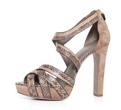 Tory Burch Z2699* Venice Sanek Skin Suede Sandals Heels Gray Women's Size 10.5 M - Image 1 of 4