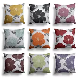 Floral Cushion Covers Reversible Thick Chenille Cushions 18" 22" 9 Colours - Picture 1 of 55