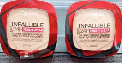 L'Oreal Infallible 24H Fresh Wear Foundation In A Powder #20 Ivory- Qty 2 - Image 1 of 3