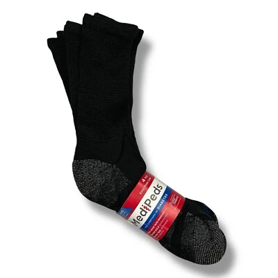 Calcetines Medi Peds Diabéticos Crew Talla Grande Negros 4 Pares Suela Cojín Gris Foto 1 de 4