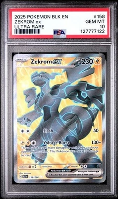 PSA 10 - GEM 状况完好 - ZEKROM EX 158/086 - 超罕见黑色 BOLT POKEMON ⚡ — 第 1/2 张图片