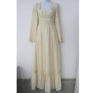 Vintage 70’s Gunne Sax Prairie Cottagecore Maxi Dress Small 4-6 Ivory Lace - Picture 1 of 11