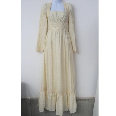 Vintage 70’s Gunne Sax Prairie Cottagecore Maxi Dress Small 4-6 Ivory Lace - Image 1 of 4
