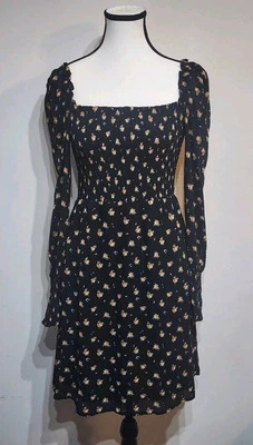 Nuevo con etiquetas Vestido Maje Rithik Calado Talla 40 Grande Manga Larga Mini Ramo Floral Negro Foto 1 de 4