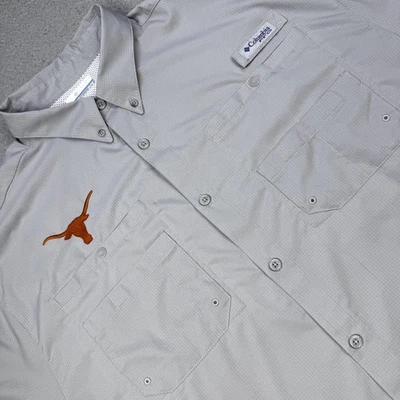 Texas Longhorns Shirt Mens XL Gray NCAA Football Columbia PFG Short Sleeve - Image 1 of 4