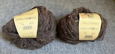 2 X NEW Lana Grossa Peru Tweed Yarn Color 009,  100 Grams, Soft Brown - Image 1 of 4