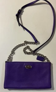 Coach Crossbody Purple Leather Purse/Chain&Adjustable Strap/Silver Hardware EXC - Picture 1 of 7