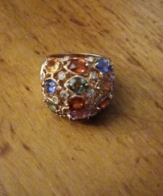 Anillo Acuarelas 14kt Effy Oro Rosa Multi Zafiro y Diamantes Talla 7.+ ¡Bonito! Foto 1 de 4