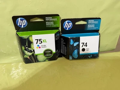 Juego combinado de cartuchos de tinta originales HP 74 negro y tricolor 75XL caducado 2018 NUEVO SELLADO Foto 1 de 2