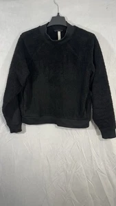 Athleta Asana Sherpa Pullover Sweatshirt Black Size Medium Women’s Crewneck - Picture 1 of 10