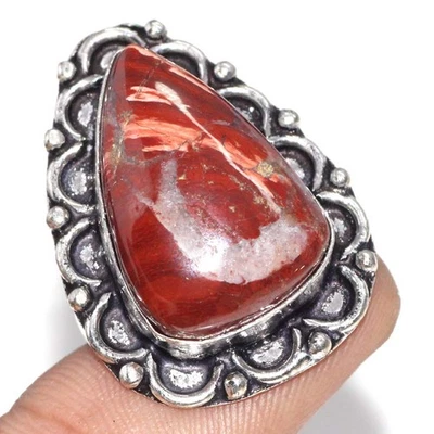 Red Jasper 925 Silver Plated Gemstone Handmade Ring US 6 Gifts Jewelry AU j201 - Image 1 of 3