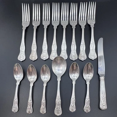 15 Pieces USN Officers Mess Navy Kings Pattern Fouled Anchor Flatware - Image 1 of 4