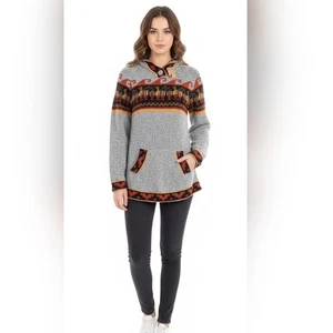 ANDES Import PERUANISCHER Alpaka Grat Orange HOODIE PULLOVER Made in Peru - Bild 1 von 10