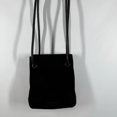 "Halston Heritage Mujer Alism Gamuza Bolso Cubo Negro Monedero 9x8x3"" Mango 11""" Foto 1 de 4