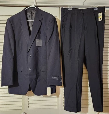NWT Van Heusen 40L Jacket 36x30 Pants Suit Dark Navy 2-Piece Polyester Rayon - Image 1 of 4