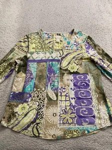 Camiseta Chico's Mujer Geométrica Manga 3/4 Cuello en V Multicolor Talla 2 (US 12) - Imagen 1 de 7