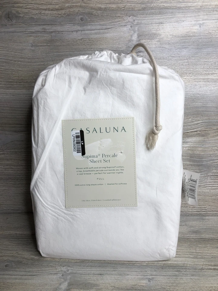 FLAT SHEET ONLY - Target Casaluna White FULL size Supima Percale - 85" "