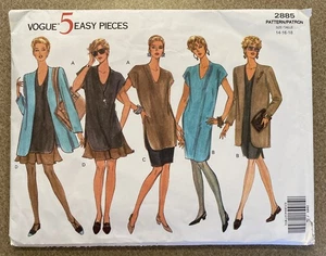 Vogue 5 Easy Pieces Pattern 2885 Jacket Dress Top Skirt Shorts 14-16-18 UNCUT FF - Picture 1 of 16