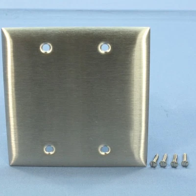 Cubierta en blanco de acero inoxidable no magnética Hubbell placa de pared montaje en caja 2 velocidades SS23 Foto 1 de 4