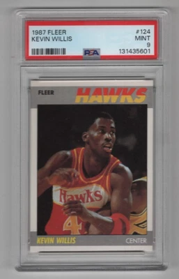 KEVIN WILLIS 1987-88 FLEER BASKETBALL VINTAGE BASE CARD #124 PSA 9 MINT HAWKS - Image 1 of 2