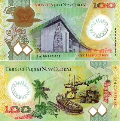 Papua New Guinea 100 Kina 2005 P 33 Polymer UNC AA Frist Prefix - Image 1 of 3