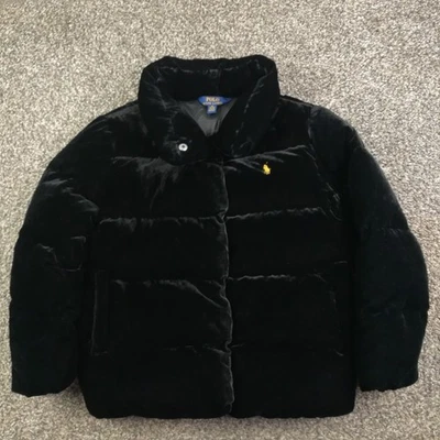 Chaqueta Polo Ralph Lauren Pato Plumón Terciopelo Abombado Negra Jóvenes Niñas Mediana Foto 1 de 4