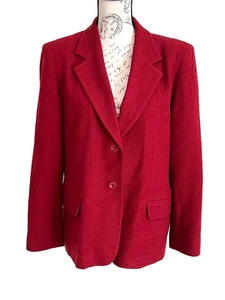 Vintage Pendleton Suit Blazer Red Wool Two Button Made In The USA Petite 16P 80s - Picture 1 of 8
