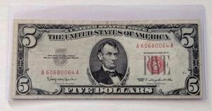 US Five Dollars, 1963, $5 Red Seal - Picture 1 of 2