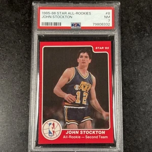 1985-86 Star John Stockton All Rookies PSA 7 Rookie Card RC Pop 14 Only 1 Left - Picture 1 of 3
