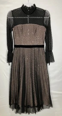 Línea ONS Talla 36 Superposición de Tul Negro y Lentejuelas Rosa Romántico Gótico Bruja Foto 1 de 4