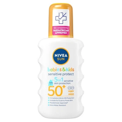 Spray solar Nivea Kids Protect And Sensitive con FPS 50+ muy alto - 200 ml Foto 1 de 4