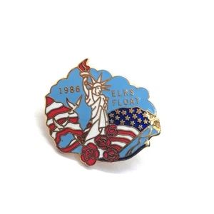 1986 Elks Float Freiheitsstatue Pin Parade amerikanische Flagge Rosen patriotisch Vintage - Bild 1 von 3