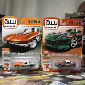 Auto World 7-Eleven Limited Edition 1967 Chevy Corvette, 2012 Dodge Viper 1:64 - Picture 1 of 3