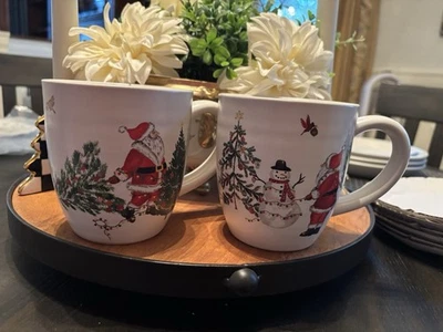 Taza de cerámica granero Santa Navidad árbol de campo regalo de vacaciones taza de café SET 2] Foto 1 de 4