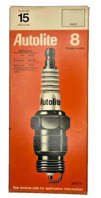 Autolite spark plugs No. 15 regular NOS 8 pack copper glass seal 14mm - Image 1 of 4