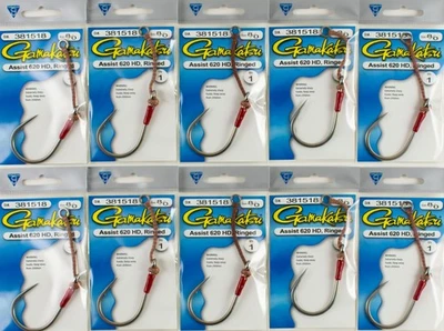 (LOT OF 10) GAMAKATSU ASSIST 620 HEAVY DUTY RINGED HOOK SIZE 8/0 #381518 J1241 - Image 1 of 3