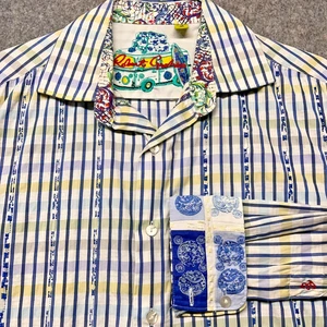 Robert Graham Herren Hemd Medium Langarm Flip Cuff Mehrfarbig Bestickt - Bild 1 von 11