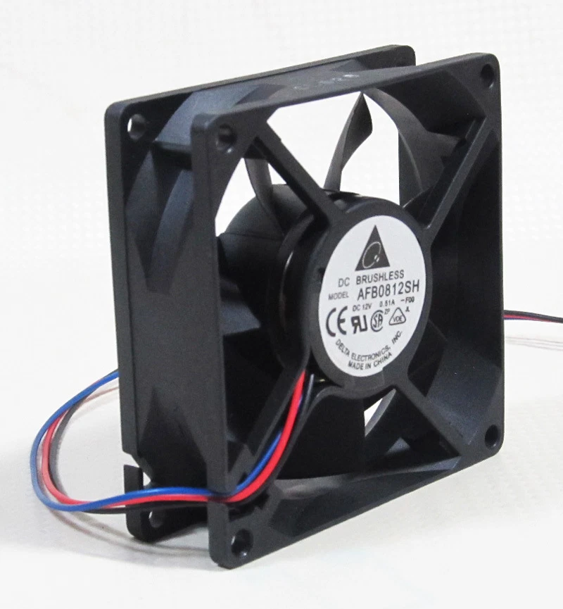 Delta AFB0812SH 80x80x25mm 80mm 8025 12V 0.51A 46CFM DC Brushless Cooling Fan - Image 1 of 3