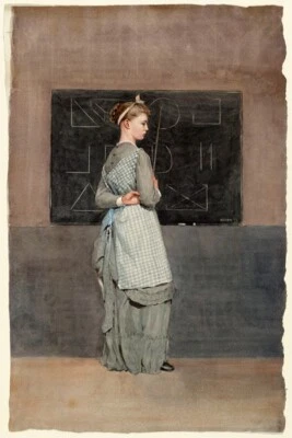 PINTURA PIZARRA MAESTRA ESCUELA NIÑA EDUCACIÓN 1877 DE WINSLOW HOMER REPRO Foto 1 de 3
