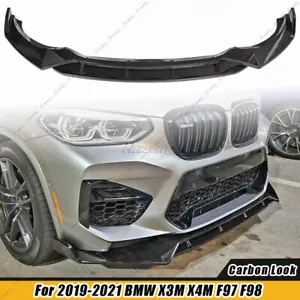 Carbon Look Front Bumper Splitter Lip For 19-21 BMW X3M X4M Competition F97 F98 - Picture 1 of 11