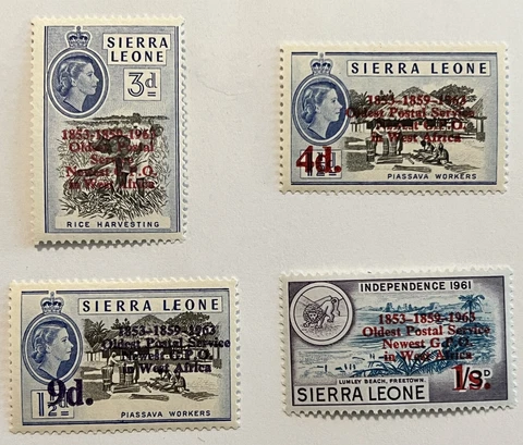 SIERRA LEONE MNH OG SHORT SET OF 4 STAMPS NEWEST G.P.O. OVPT QUEEN ELIZABETH II Cover
