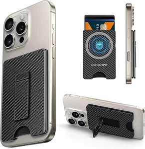 MOSIYEEF Real Carbon Fiber for MagSafe Wallet Stand, Magnetic Phone Wallet . - Picture 1 of 6