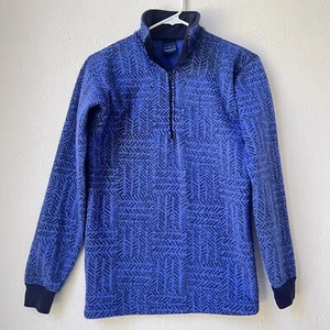 VTG PATAGONIA Fleece Lined Capilene Men's 1/4 ZipBlue Size Small USA Made - Picture 1 of 4