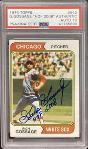 Goose Gossage Signed 1974 Topps #542 Card HOF 2008 Inscr PSA/DNA Auto Gem Mt 10 - Picture 1 of 2