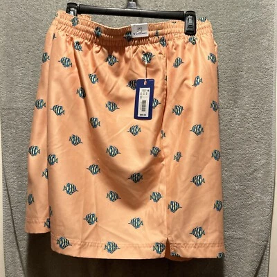 NWT Caribbean Orange With Fish Print Swim Trunks Mens Sz 3XB - 69.50 - Image 1 of 4