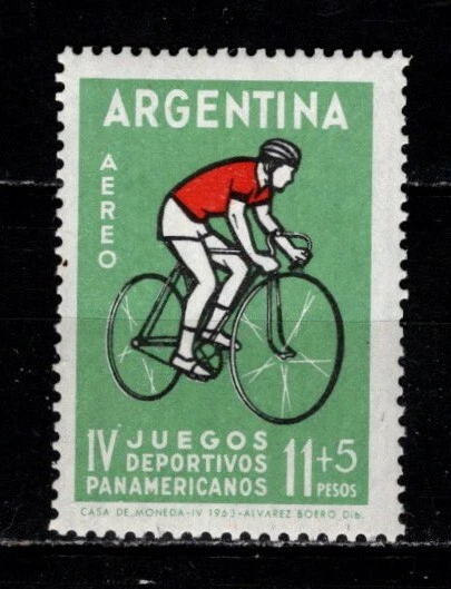 Argentina Sc #CB31 MNH 1963 Juegos Panamericanos "Ciclismo" Foto 1 de 1