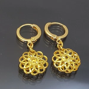18K Gold Filled Stunning Italian Rossetti 18ct GF Drop Earrings 30mm - Picture 1 of 10