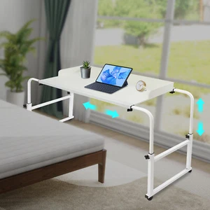 Height Adjustable Overbed Table, Overbed Table with Wheels, Over Bed Desk White - Picture 1 of 15